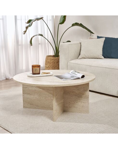 Table basse Soleil travertin - 90x40x90 cm