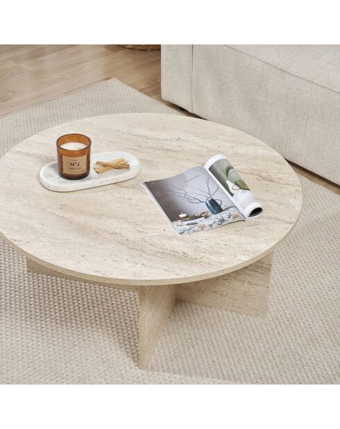 Table basse Soleil travertin - 90x40x90 cm