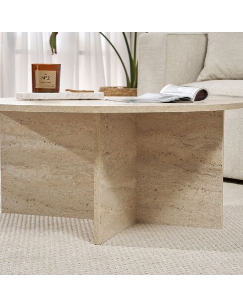 Table basse Soleil travertin - 90x40x90 cm
