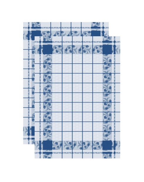 2 Torchons Citrons bleu - 80x60 cm