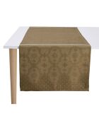 Chemin de table 100% Lin Armoiries grège - 50x150 cm