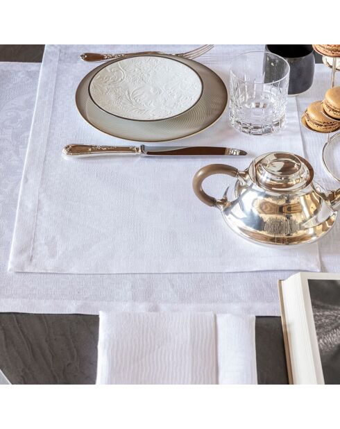4 Sets de table 100% Lin Evasion Céleste blanc pur - 50x36 cm