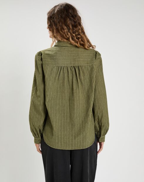 Chemise en Coton & Lin Ava kaki