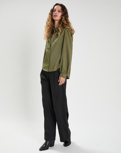 Chemise en Coton & Lin Ava kaki