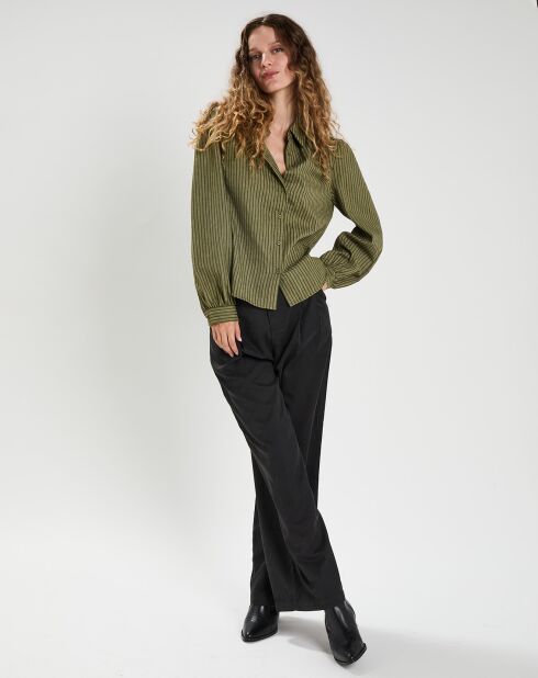 Chemise en Coton & Lin Ava kaki