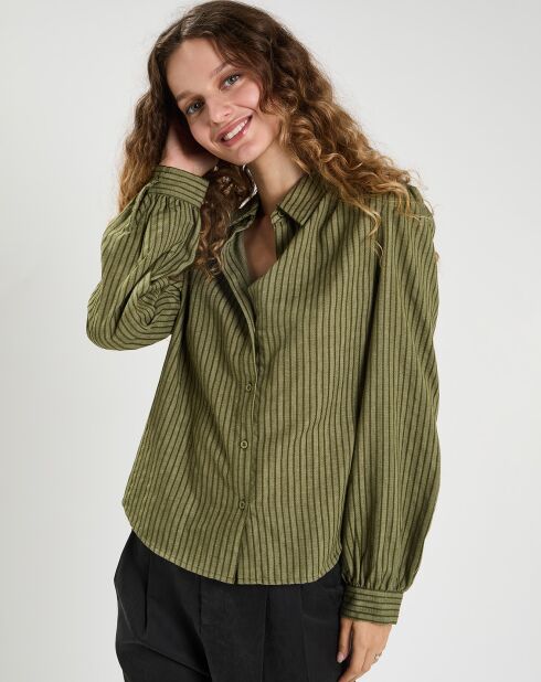 Chemise en Coton & Lin Ava kaki