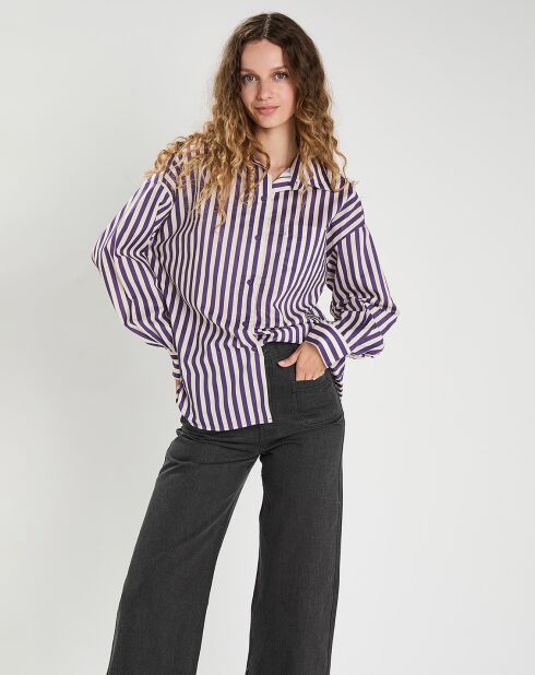 Chemise  Emy violet/crème