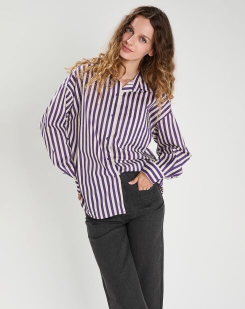 Chemise  Emy violet/crème
