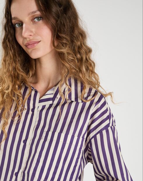Chemise  Emy violet/crème