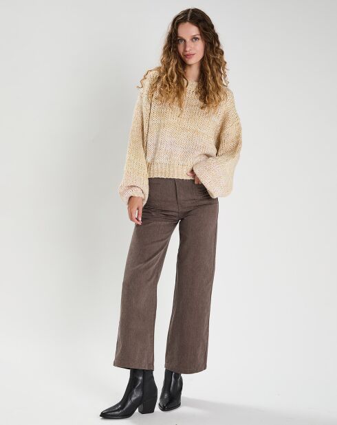 Pull Jade beige/blanc