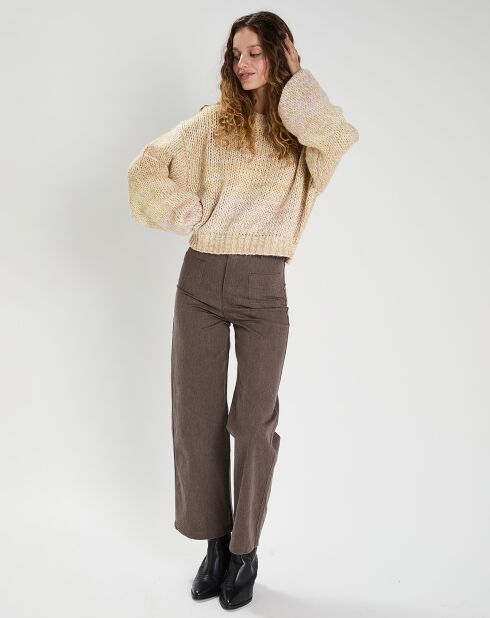 Pull Jade beige/blanc