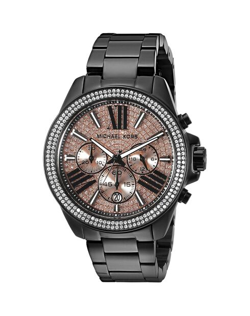 Montre Chronographe Femme en Acier noir