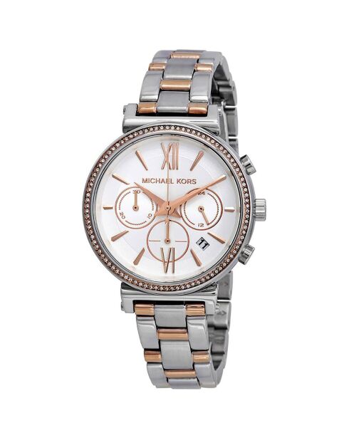 Montre Mixte en Acier argenté/rose doré