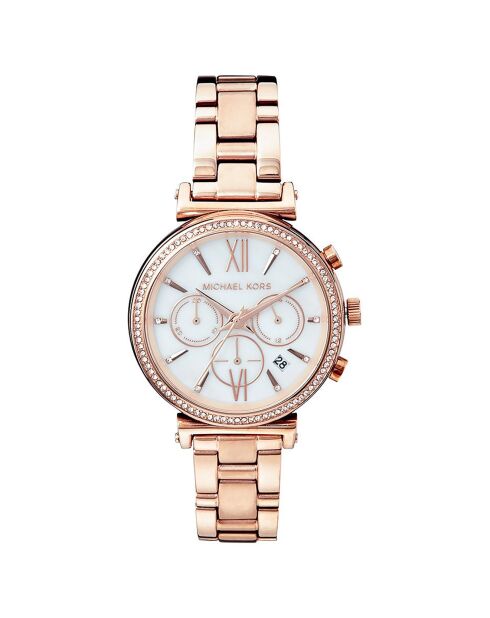Montre Chronographe Femme en Acier rose doré