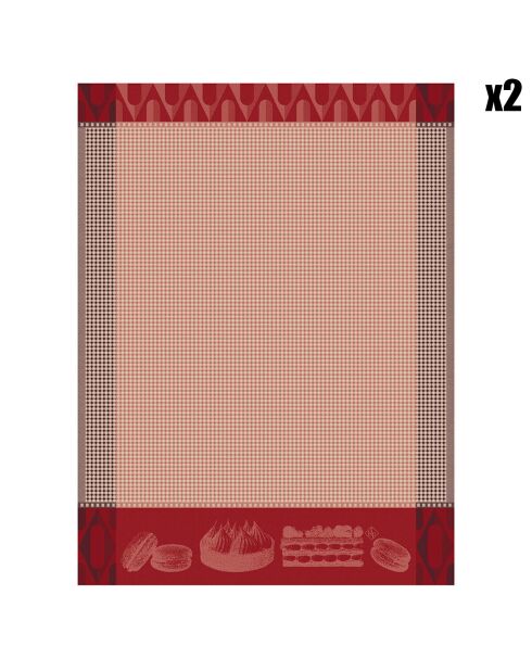 2 Essuie-mains Pâtisseries Françaises  framboise - 80x60 cm