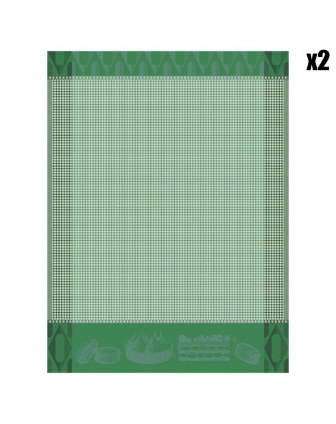 2 Essuie-mains Pâtisseries Françaises  pistache - 80x60 cm