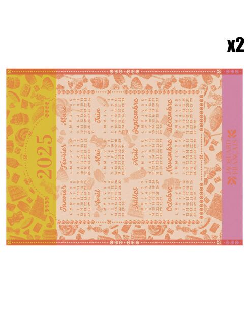 2 Torchons Calendrier 2025 gourmandises - 80x60 cm