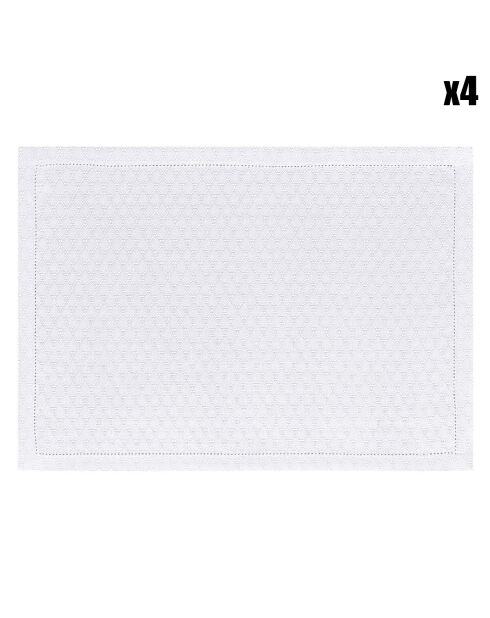 4 Sets de table 100% Lin Portofino Géo blancs - 50x36 cm