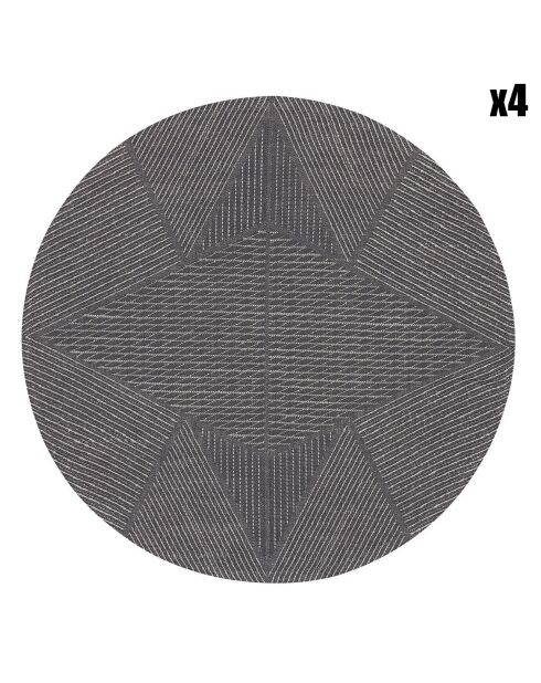4 Sets de table ronds en Coton & Lin Club Etoile méandres - D.38 cm