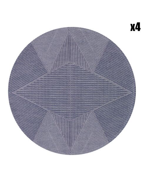 4 Sets de table ronds en Coton & Lin Club Etoile denim - D.42 cm