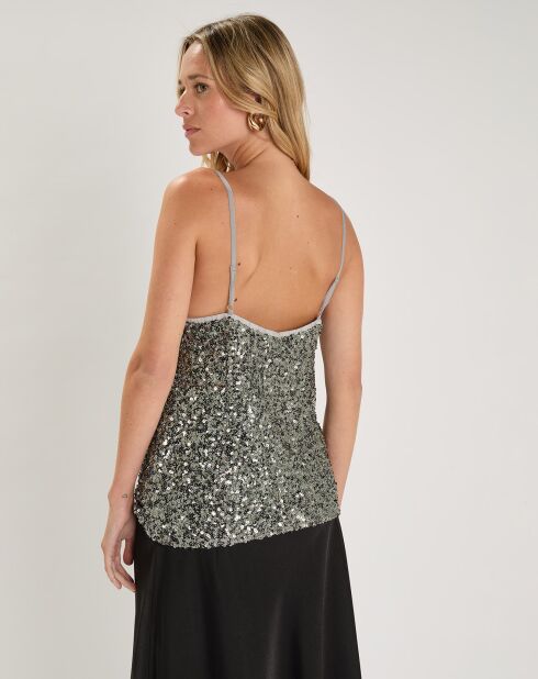 Top Adonis à sequins gris
