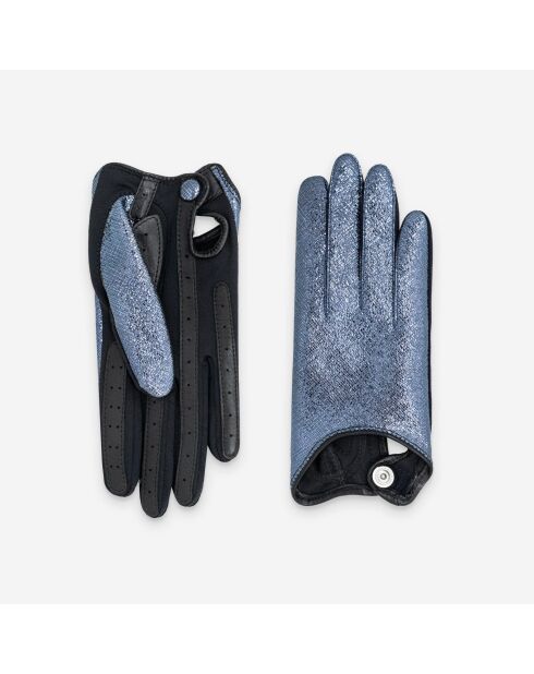 Gants flexicuir-agneau-spandex-100% soie-11153SN-bleu