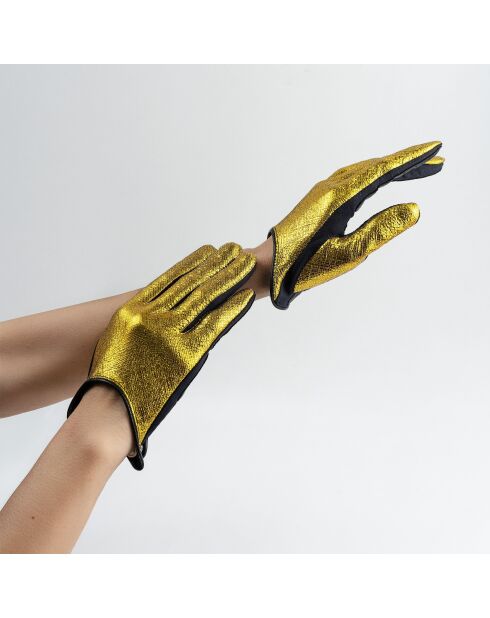Gants flexicuir-agneau-spandex-100% soie-11153SN-jaune