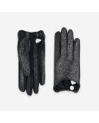 Gants en cuir doublure soie noirs