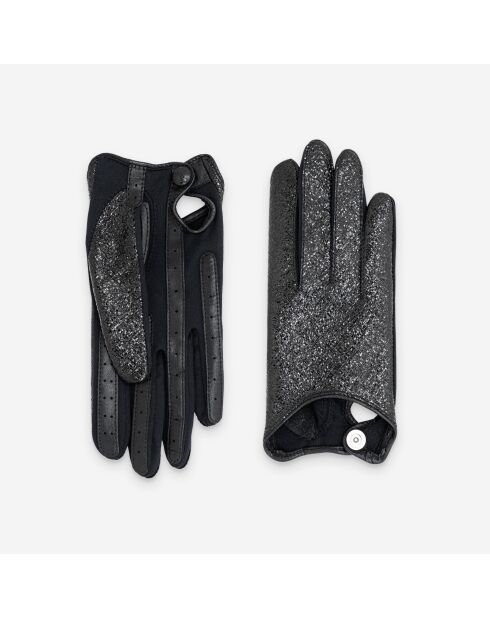 Gants en cuir doublure soie noirs