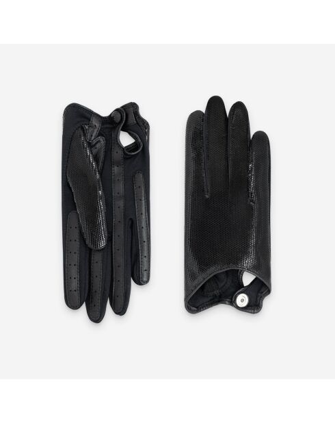 Gants en cuir doublure soie noirs