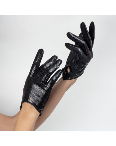 Gants en cuir doublure soie noirs