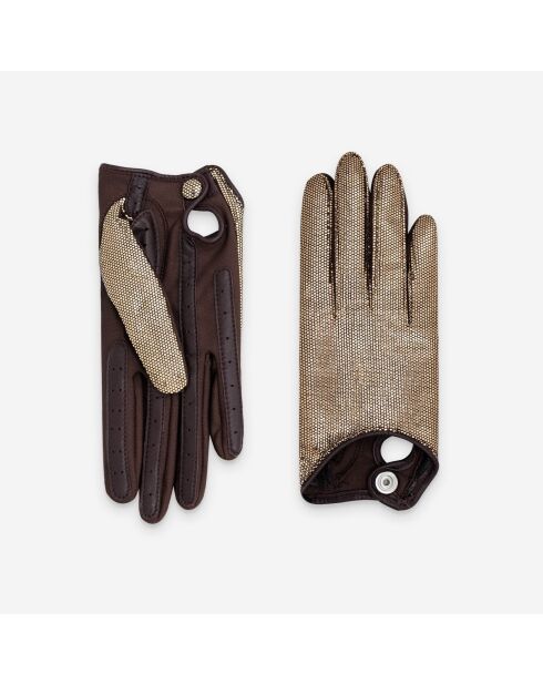 Gants en cuir doublure soie orange