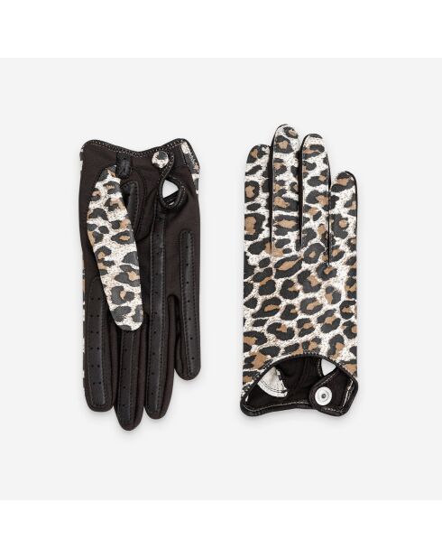 Gants flexicuir-agneau-spandex-100% soie-11154SN-leopard