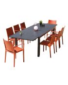 Ensemble table et chaises de jardin 8 places Guetharos terracota/gris