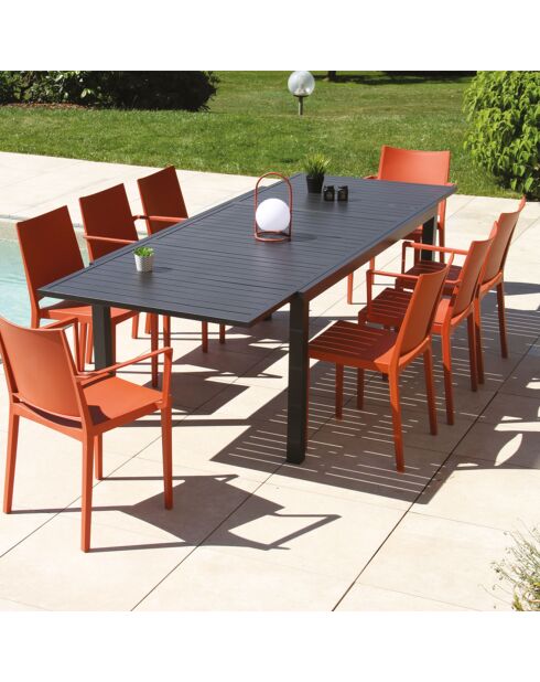Ensemble table et chaises de jardin 8 places Guetharos terracota/gris