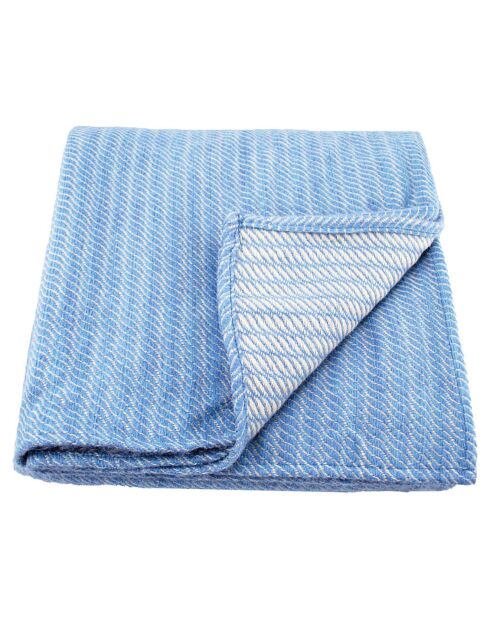 Plaid Tissé 100% Laine Evian eau de bleu