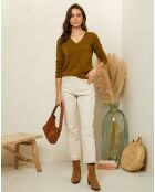 Lili olive trui van 100% kasjmier