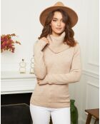 Pull col roulé Lola beige