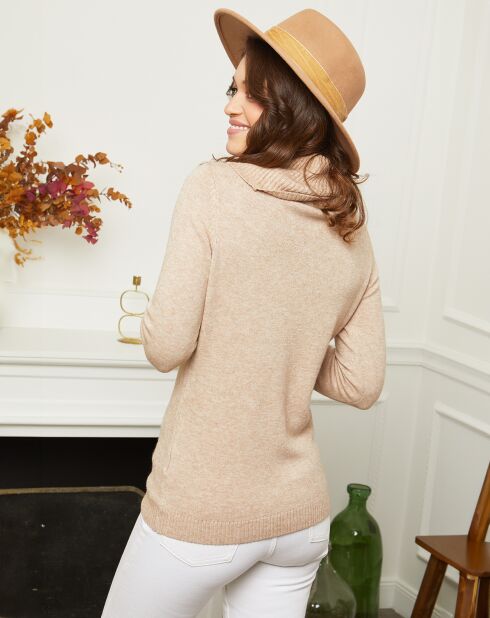 Pull col roulé Lola beige