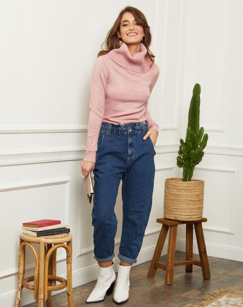 Pull col roulé Lola rose