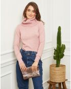 Pull col roulé Lola rose