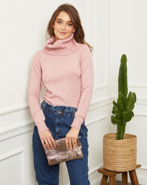 Pull col roulé Lola rose