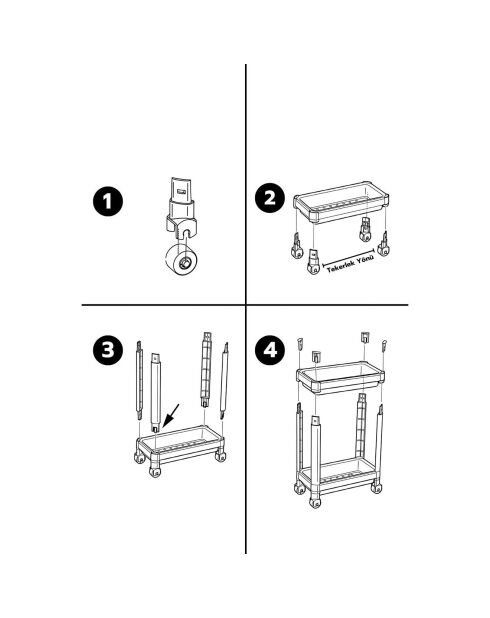 Etagère à roulette TKRLKKT grise - 23x36x40 cm