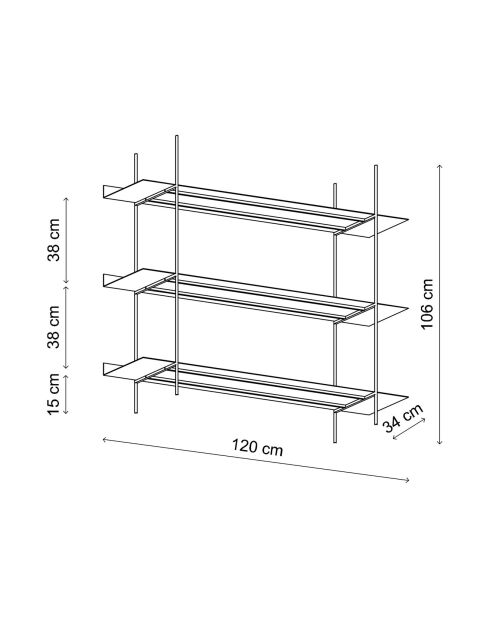 Etagère à poser Shb-015 dorée - 120x34x105 cm