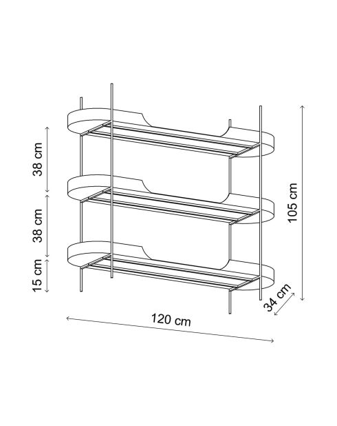 Etagère à poser Shb-016-A dorée - 120x34x105 cm