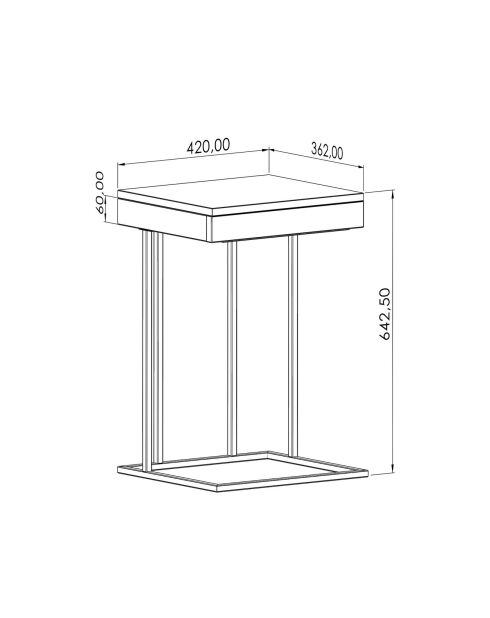 Table d'appoint Veno noire - 42x64x36 cm