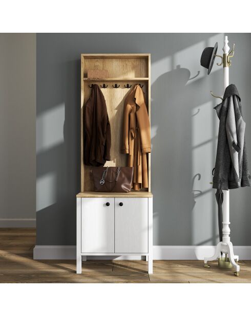 Meuble d'entrée FRN bois blanc - 63x190x38 cm