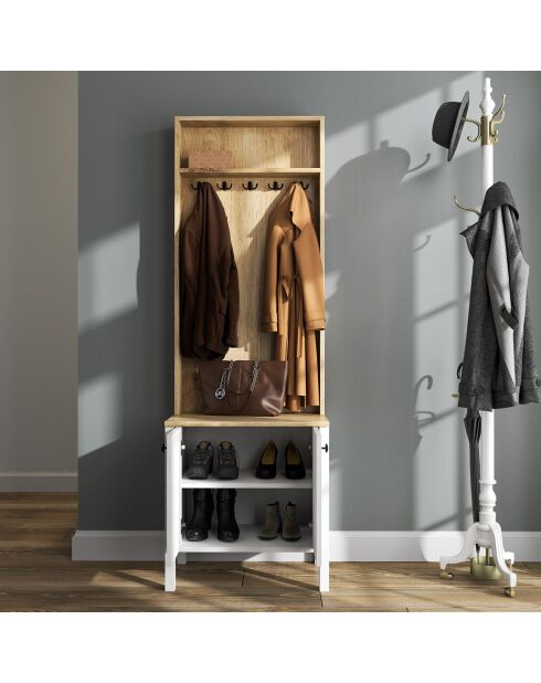 Meuble d'entrée FRN bois blanc - 63x190x38 cm