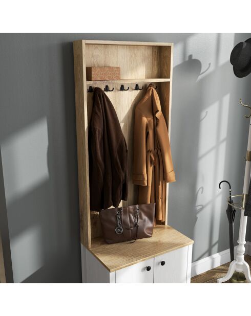 Meuble d'entrée FRN bois blanc - 63x190x38 cm