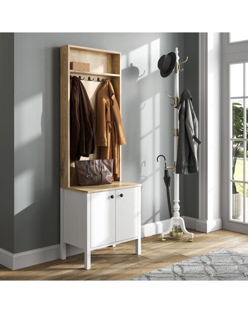 Meuble d'entrée FRN bois blanc - 63x190x38 cm